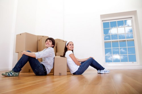 Packed furniture and boxes loaded for removal truck hire