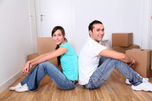 Packed moving boxes and furniture prepared for a Crayford relocation